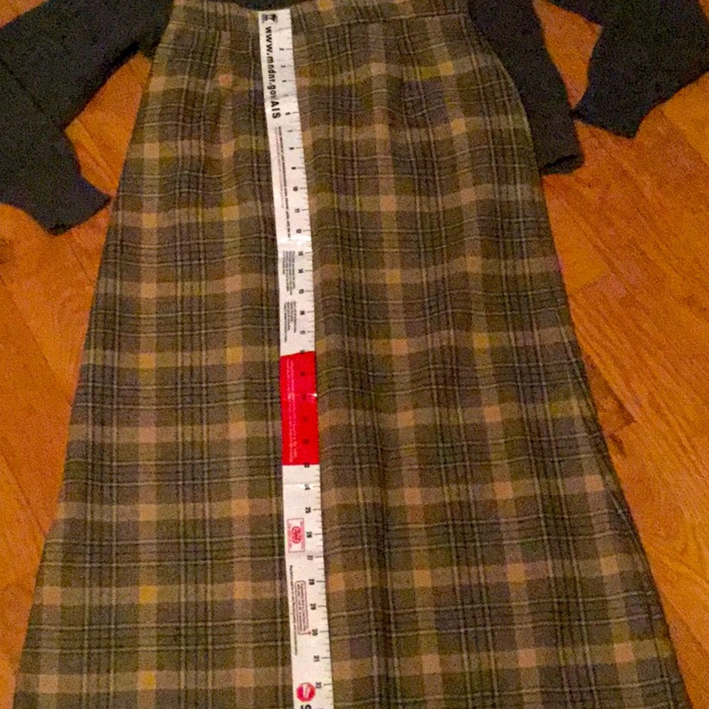 🍂 Vintage 60s Multi-color Wool Plaid MAXI SKIRT Sz S